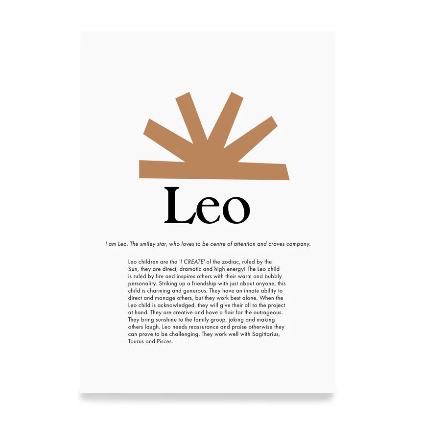 leo zodiac print