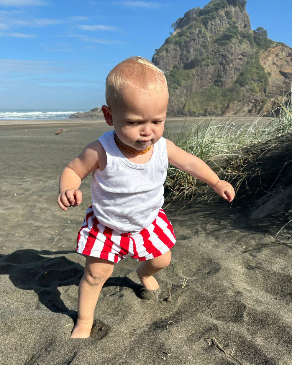 Ned's House stripe cotton shorts - Red
