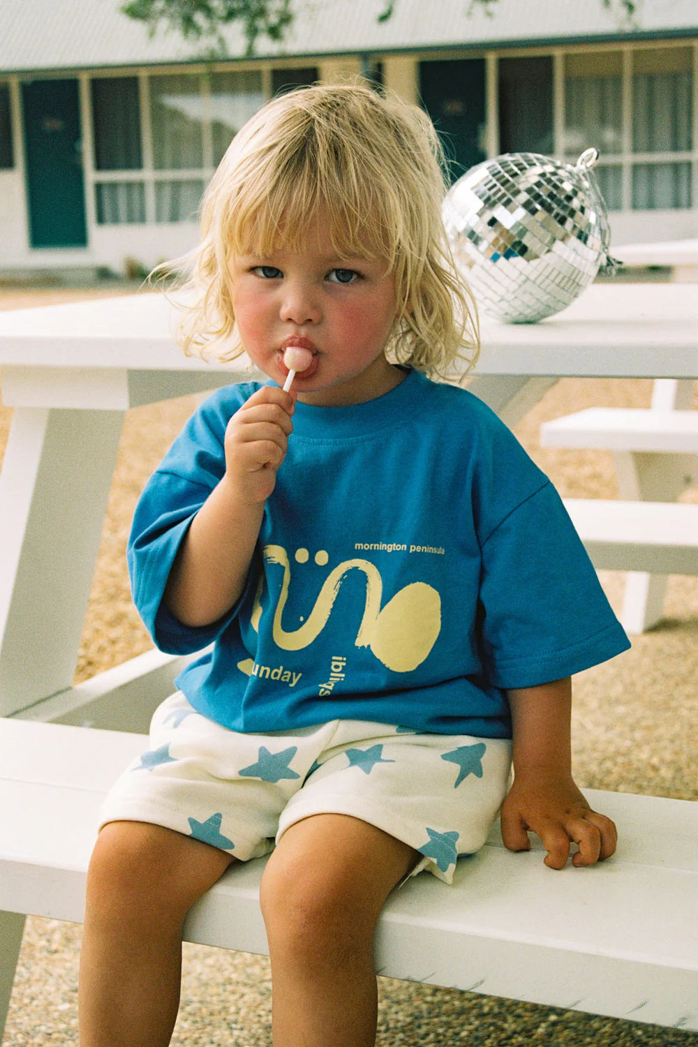 Il Sole Tee - Blue + Yellow